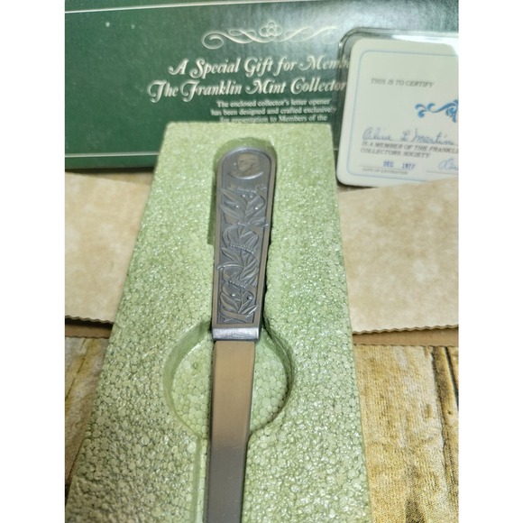 Vtg Franklin Mint Collectors Society Gift Pewter Letter Opener 1977 (eb e) - Picture 2 of 6